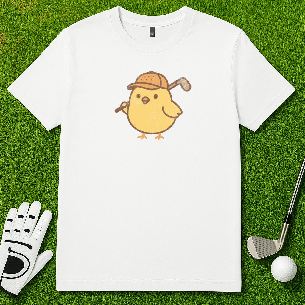Cute Chick Golfer Design on White T-Shirt product