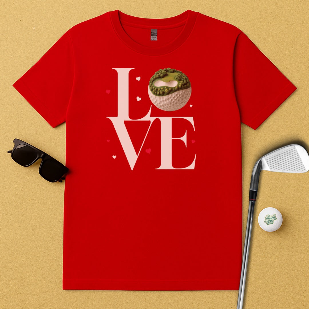 Love Heart Design Golf Theme Red T-shirt product type