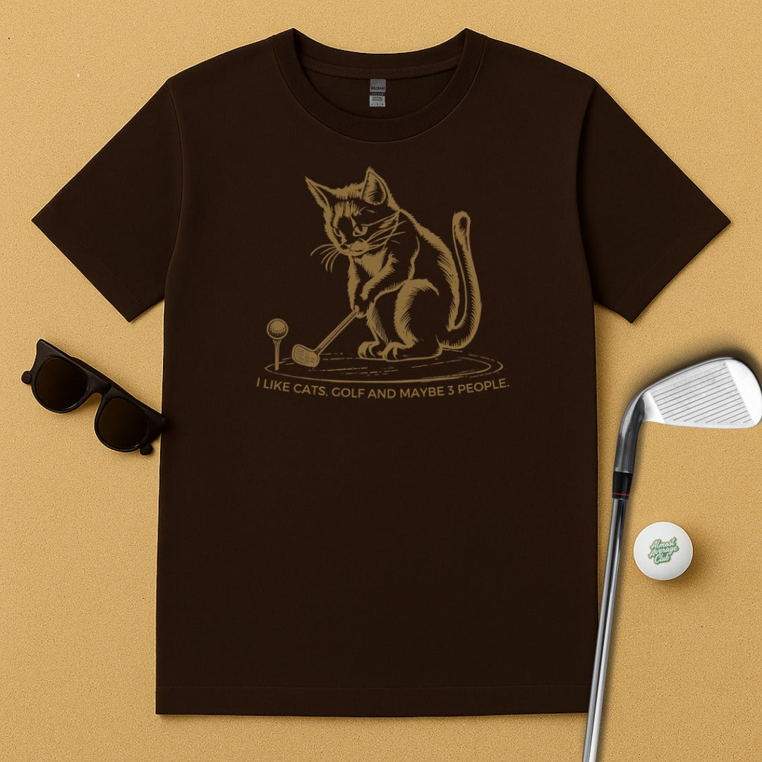 Cat Golf Design with Funny Statement T-shirt Product Type