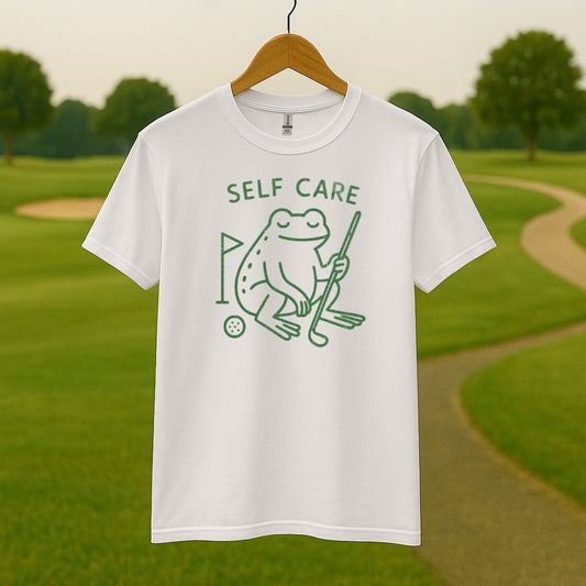 Self Care Frog with Golf Club Graphic T-Shirt product