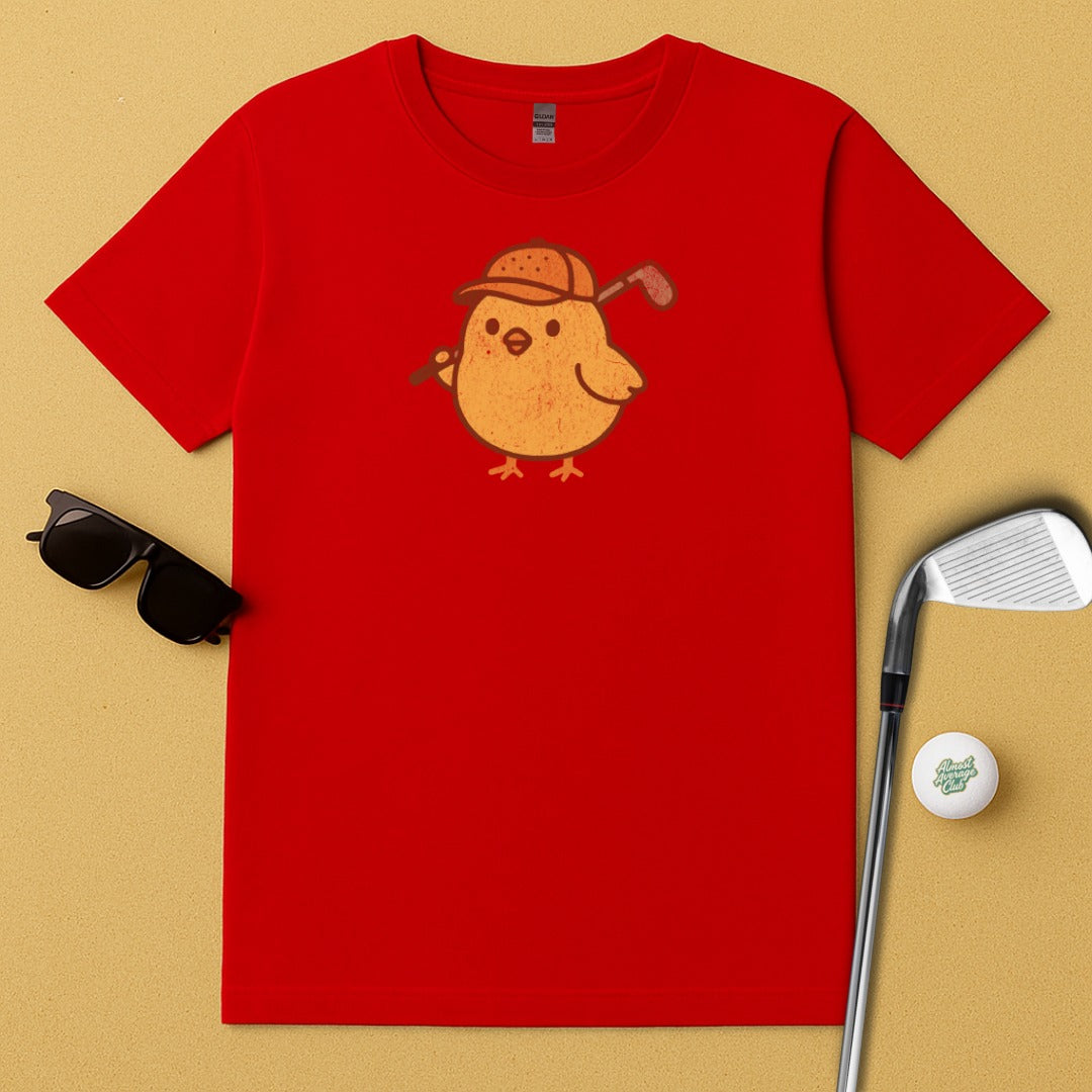 Whimsical Golf Chick Printed Red T-shirt product type