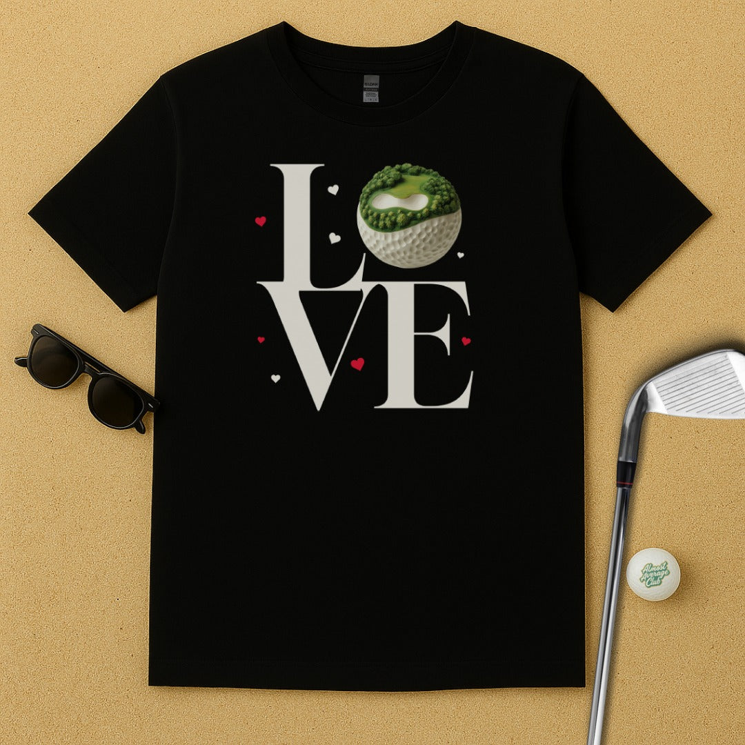 Golf Themed Love Graphic Black T-shirt product